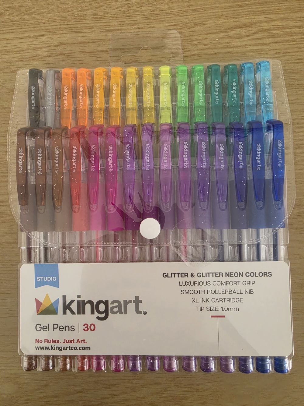 Kingart Glitter Gel Pens — 30-Color Multicolor Set